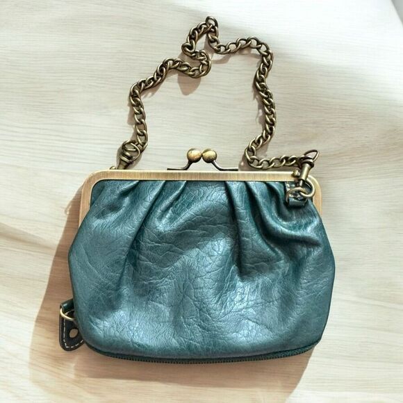 Liz Claiborne Axcess Series Vintage Classic Small Green Leather Handbag / EUC - Picture 1 of 7